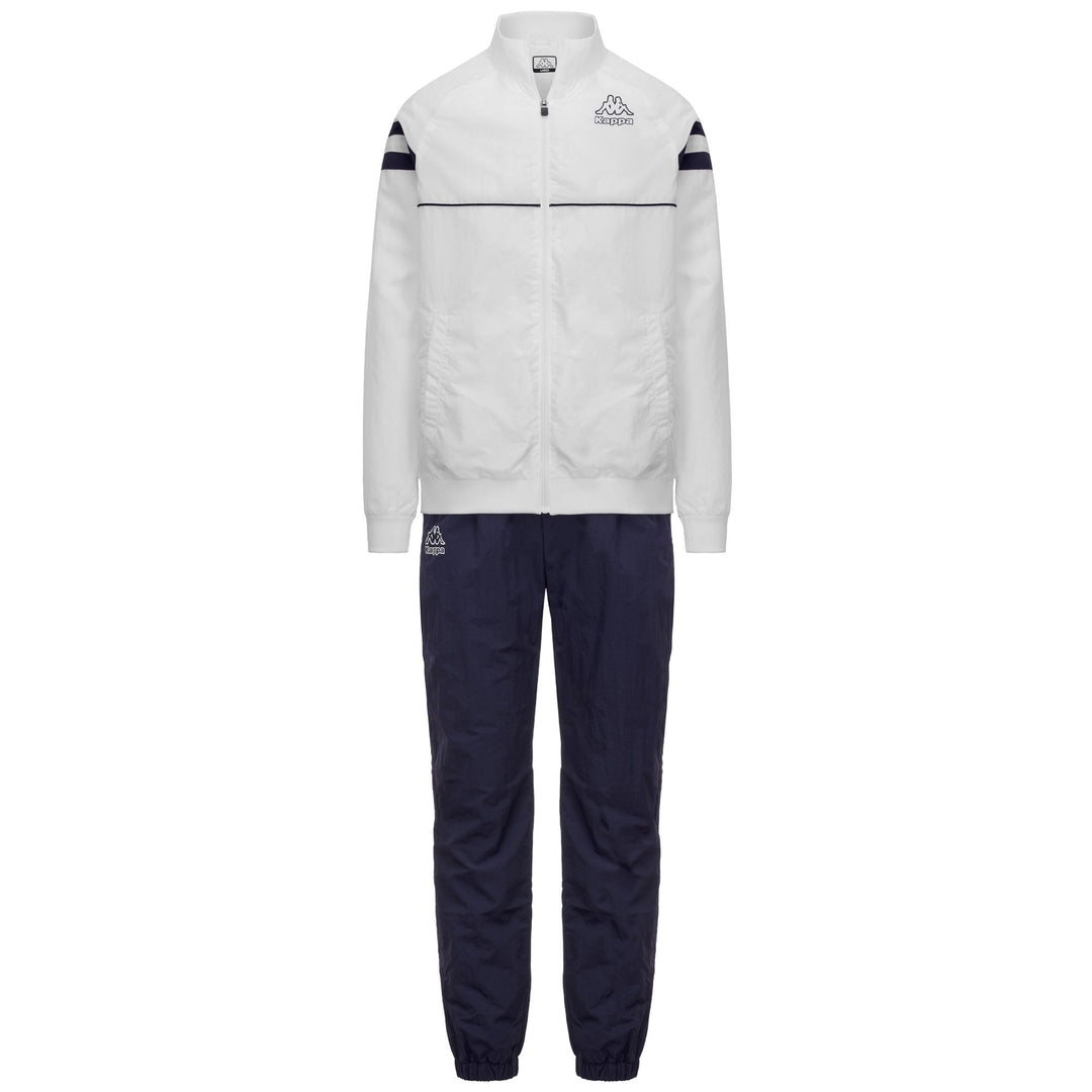 White and Blue Men's Regular Fit Tracksuit in Crinkle Woven 01