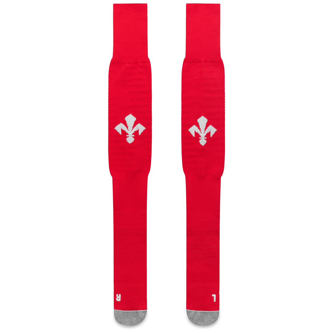 Chaussettes de football montantes ACF Fiorentina rouges pour hommes avec rembourrage anatomique main