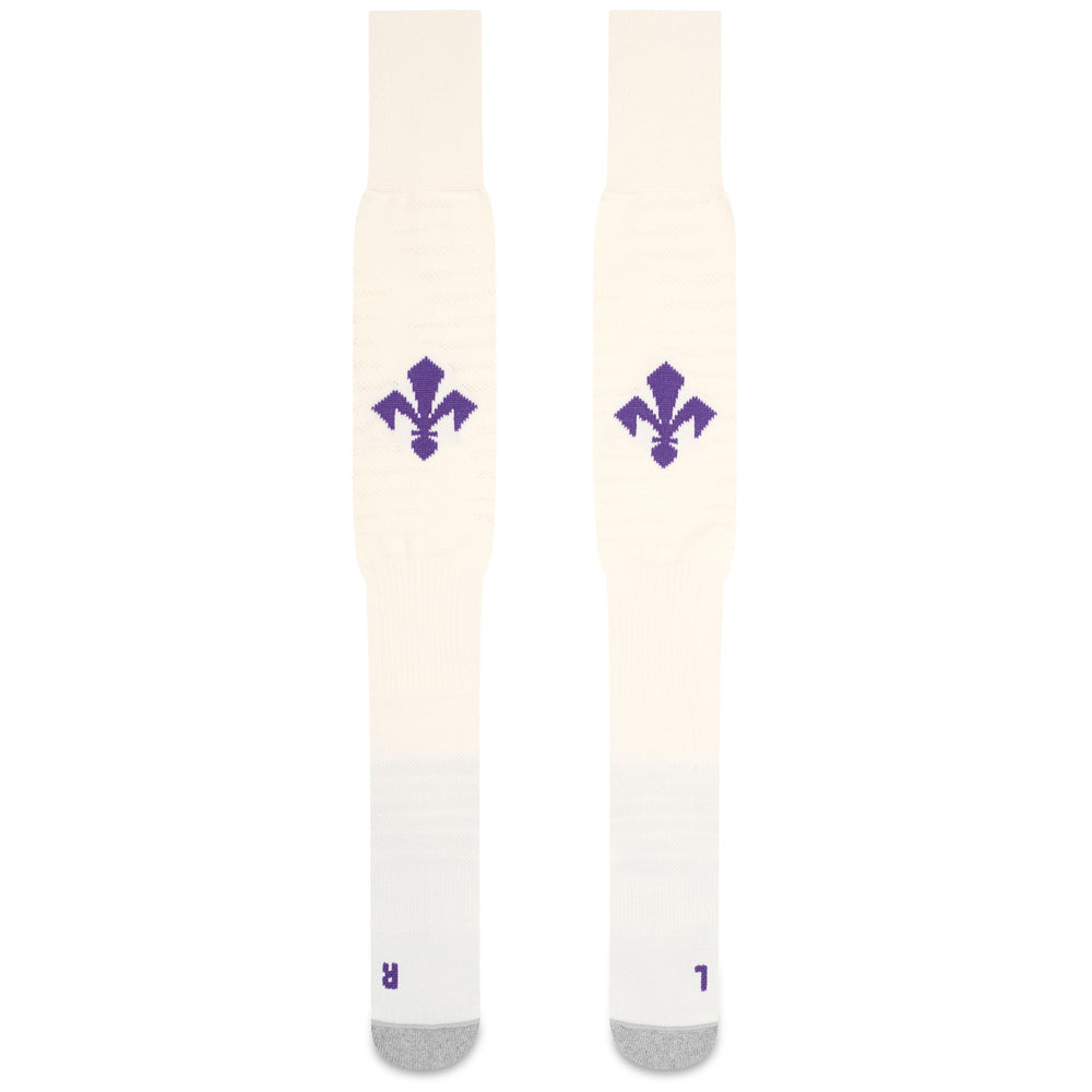 Chaussettes hautes de football ACF Fiorentina blanches pour hommes, avec rembourrage 02