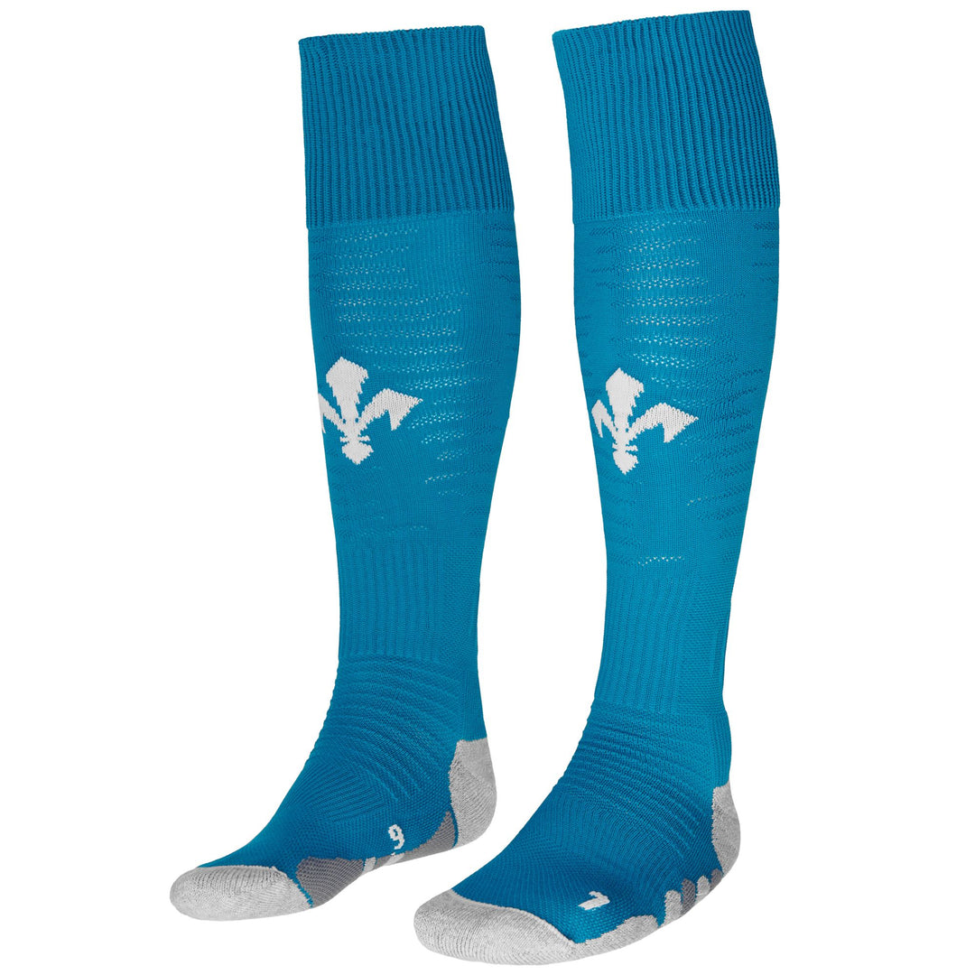 Chaussettes hautes de football ACF Fiorentina bleues pour hommes, avec rembourrage 01