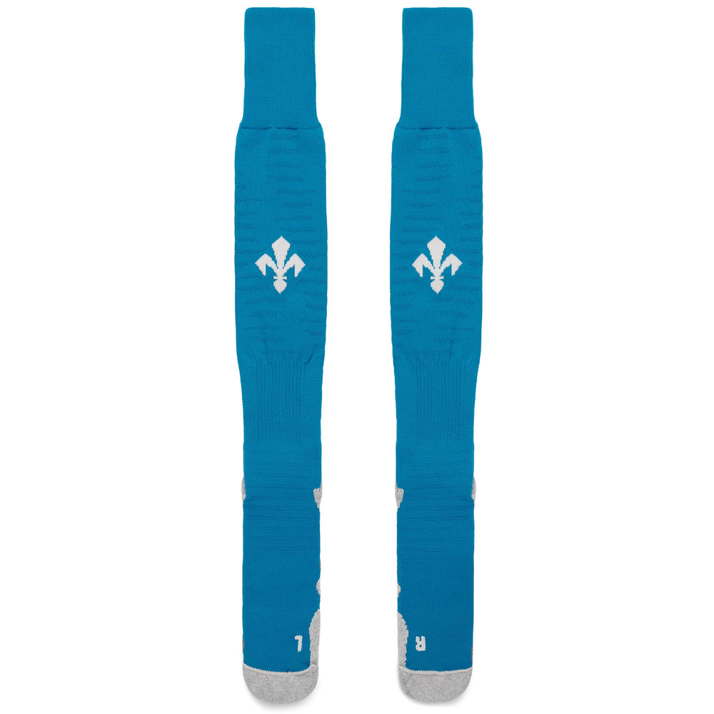 Chaussettes hautes de football ACF Fiorentina bleues pour hommes, avec rembourrage 02