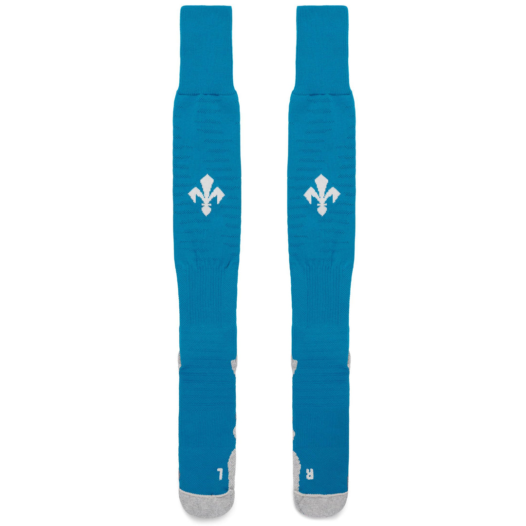 Chaussettes hautes de football ACF Fiorentina bleues pour hommes, avec rembourrage main