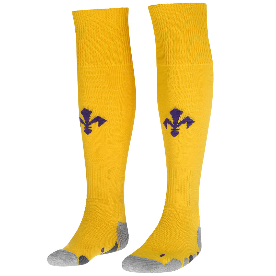 Chaussettes de football montantes jaunes ACF Fiorentina pour hommes, avec rembourrage anatomique 01