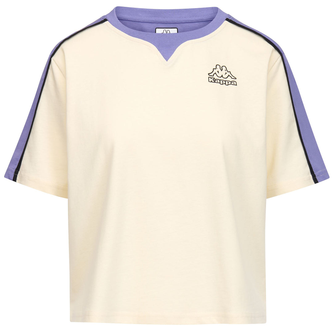 Camiseta blanca extragrande con logo para mujer y detalle de color en contraste 01