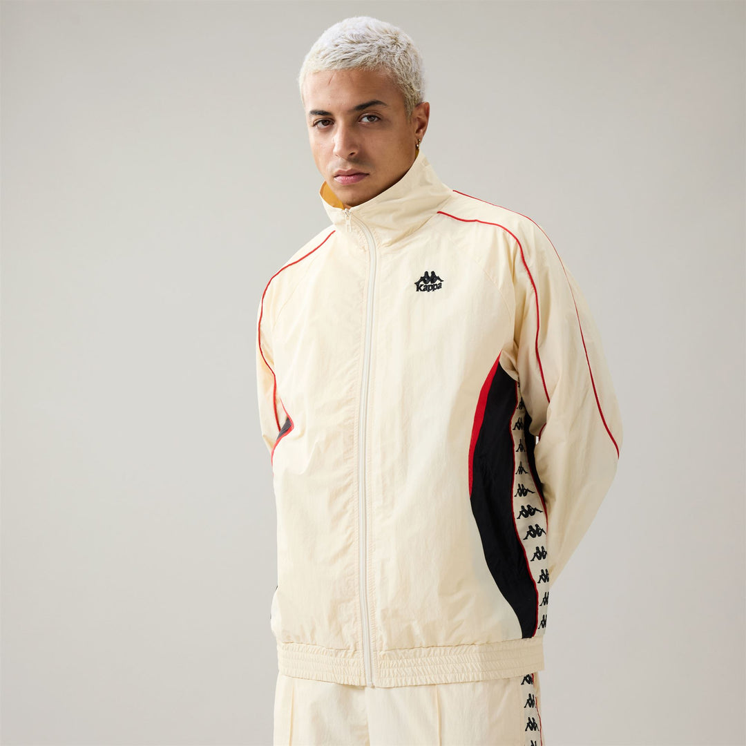 Beige Men's Sportswear Full Zip Fleece with Mesh Inserts 01