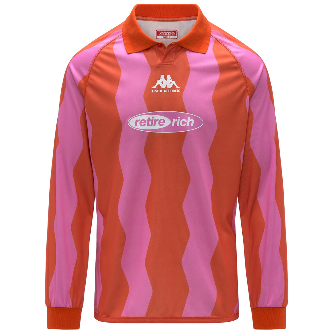 Orange Men's Long Sleeve Football Shirt with Polo Collar 01