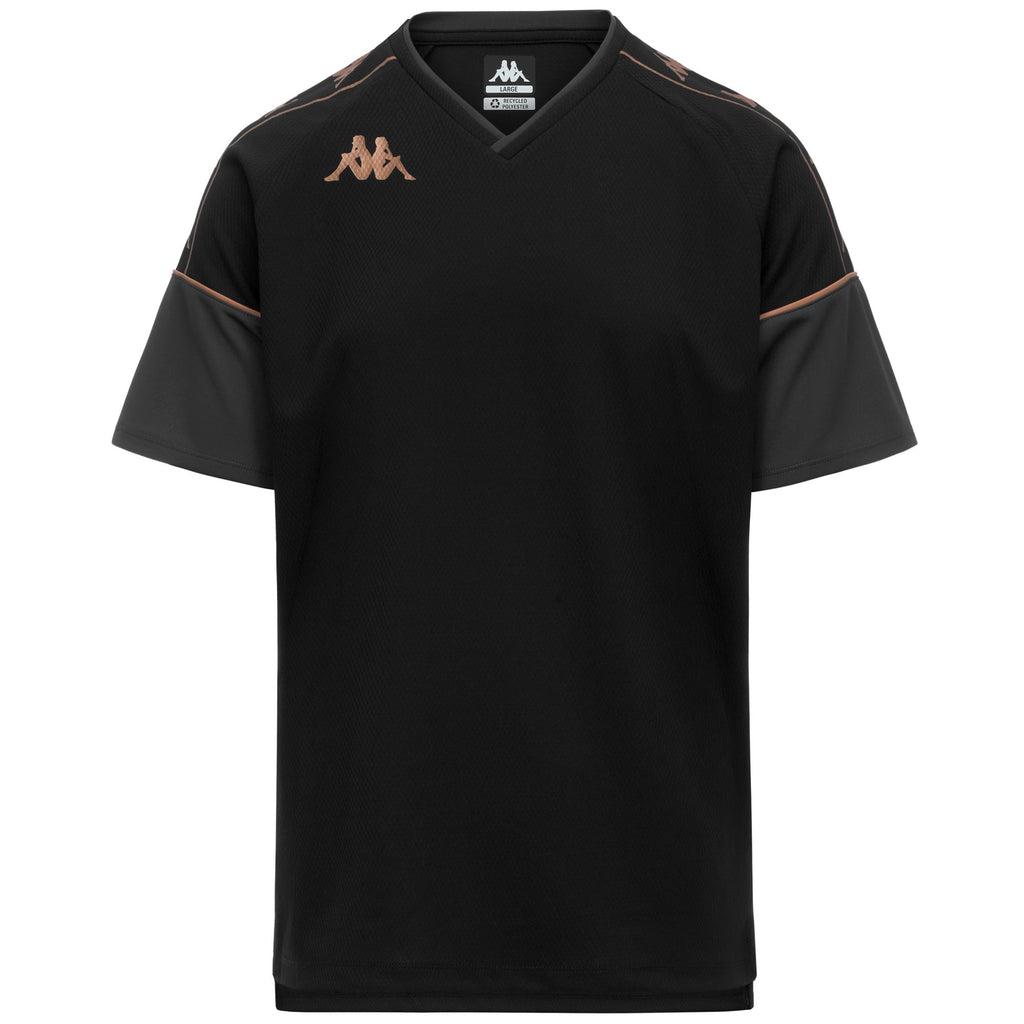 Black Men's Slim Fit Soccer Training Shirt in Mesh Fabric | Kappa