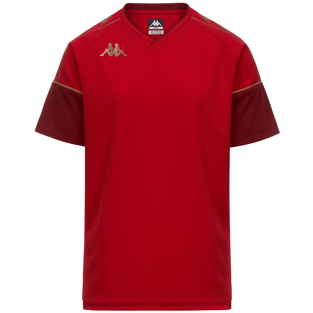 Red Men's Slim Fit Soccer Training Shirt in Mesh Fabric | Kappa