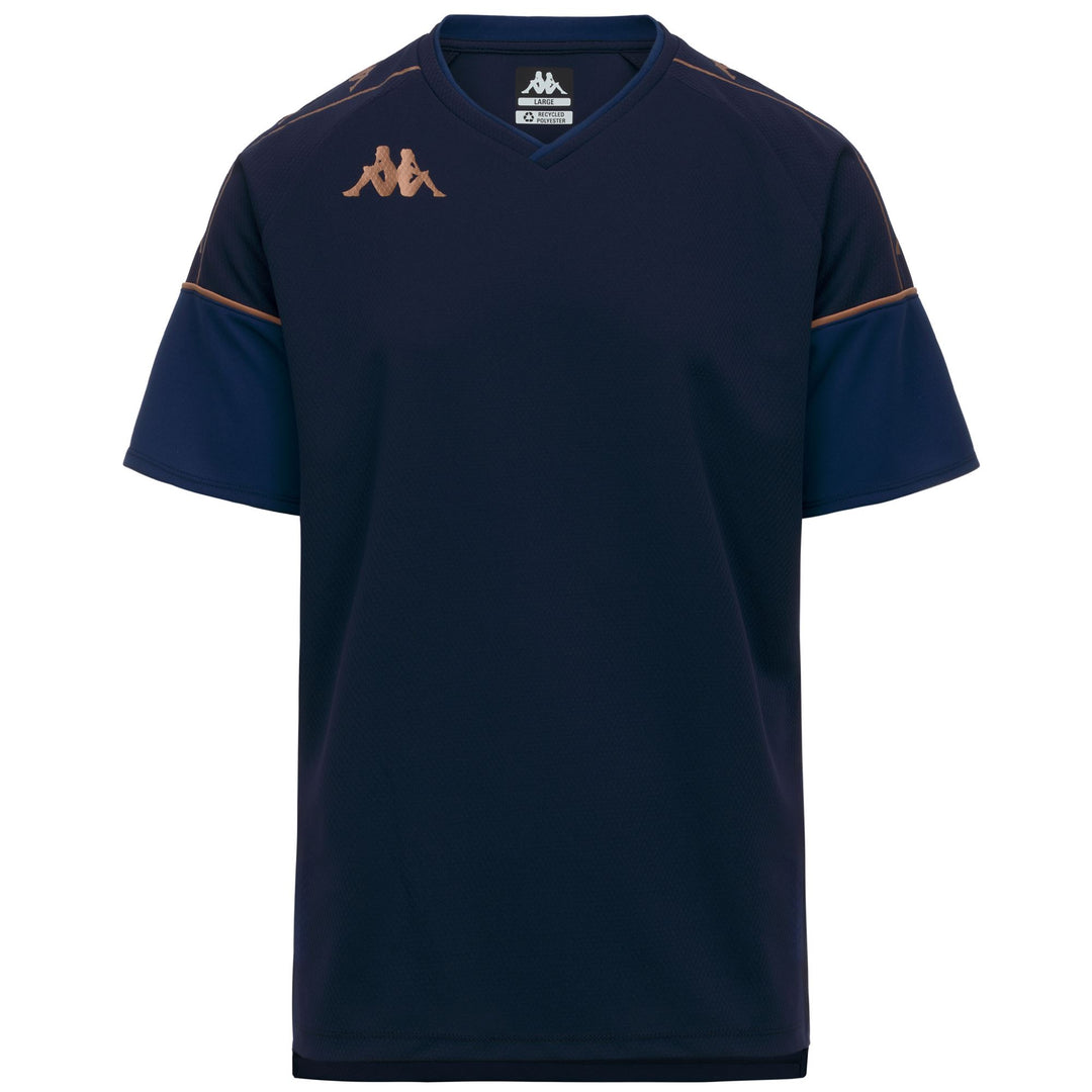 Camiseta de entrenamiento de fútbol azul para hombre, corte ajustado, confeccionada en tejido de malla. 01