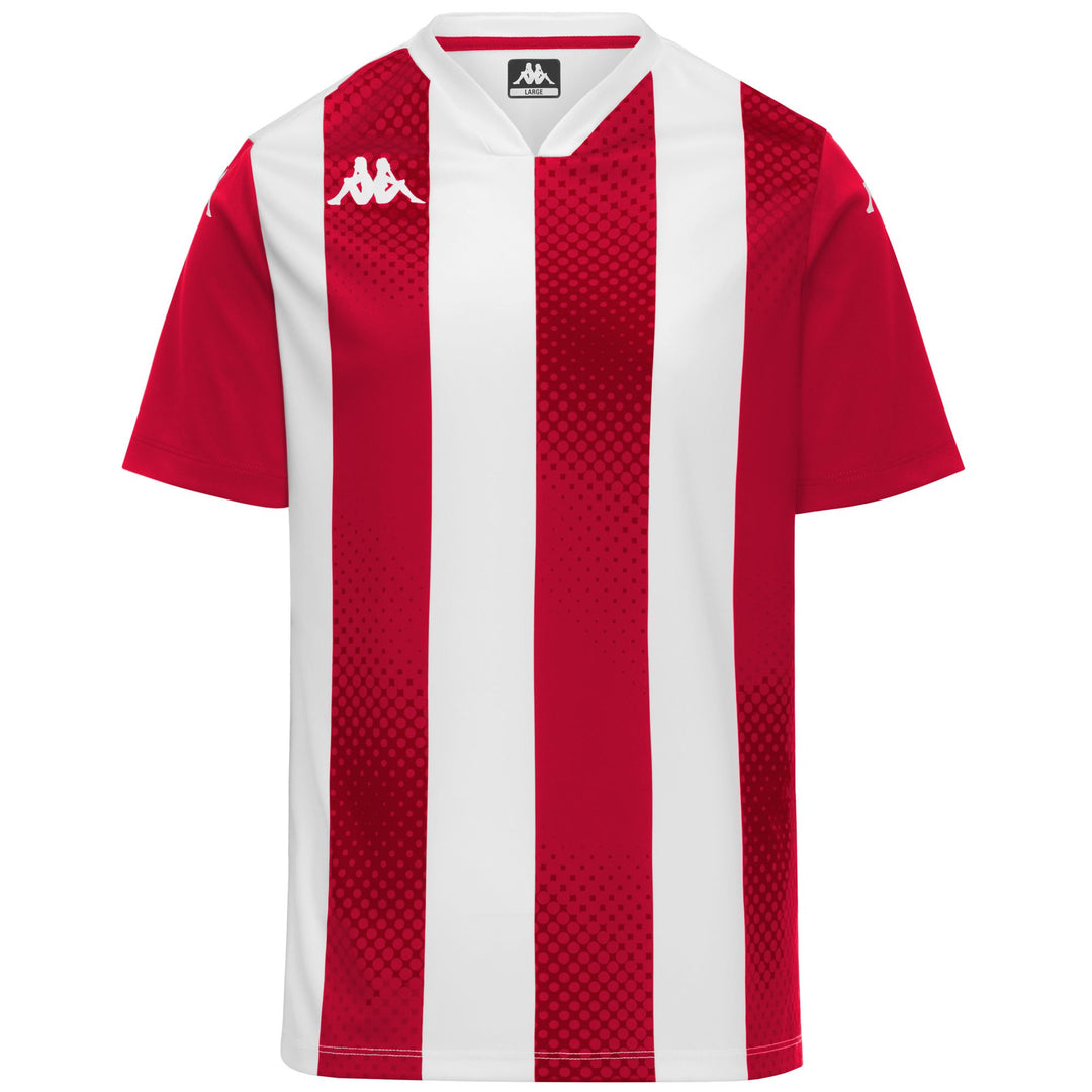 Grey and Red Men's Slim Fit Soccer Shirt in Interlock Fabric 01
