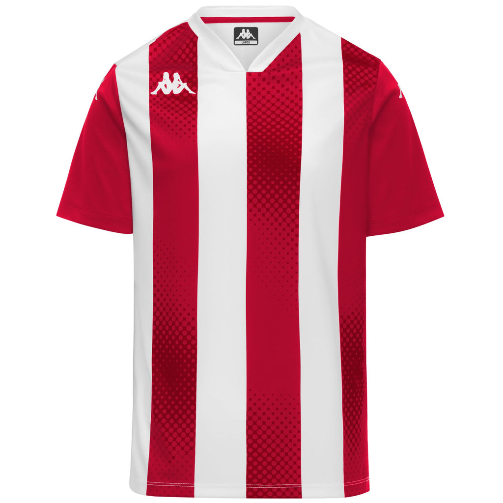 Grey and Red Men's Slim Fit Soccer Shirt in Interlock Fabric | Kappa