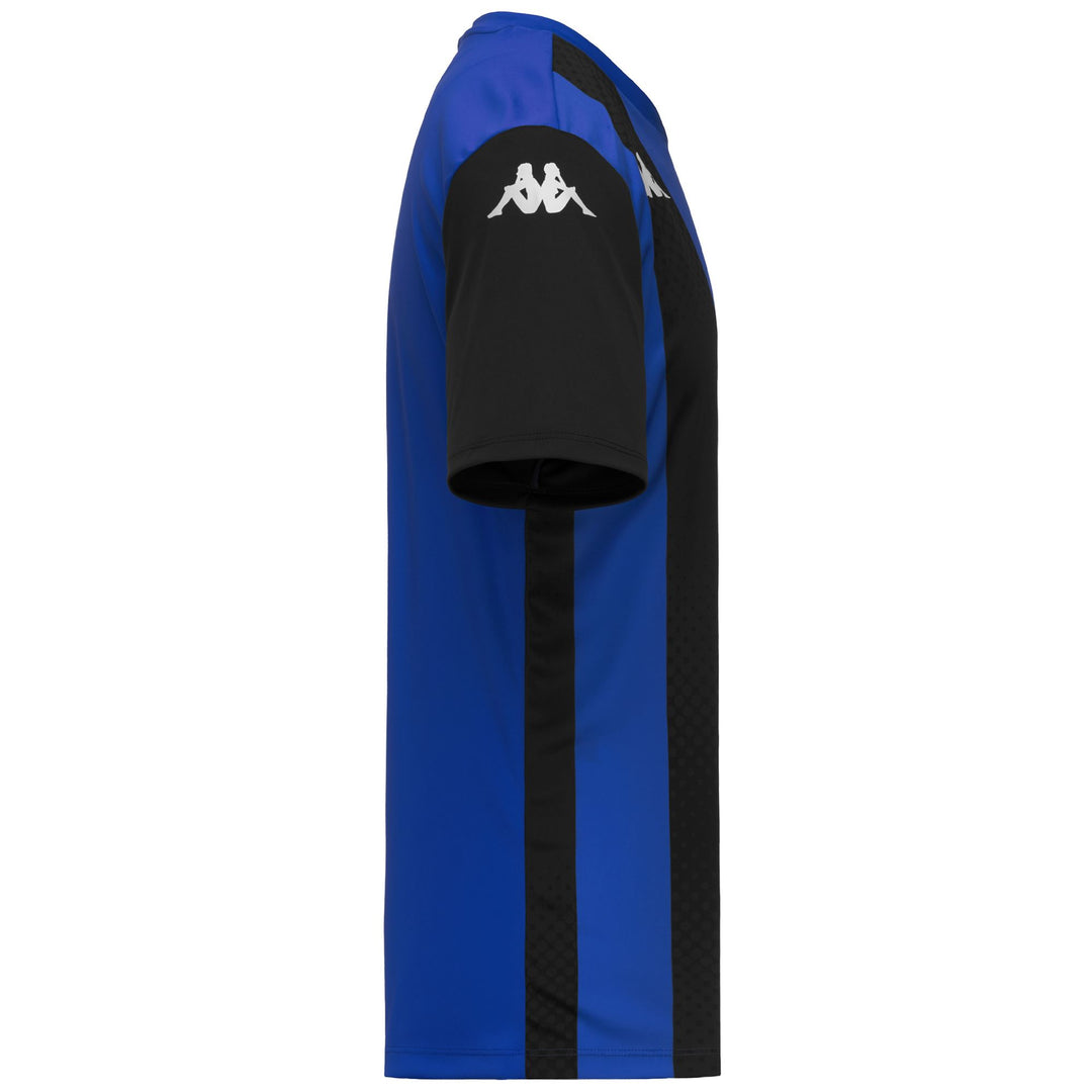 Maillot de football bleu pour homme, coupe ajustée, en tissu interlock main