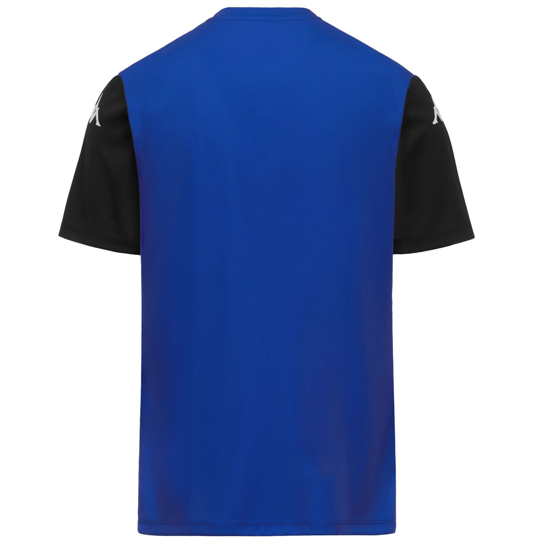 Maillot de football bleu pour homme, coupe ajustée, en tissu interlock main