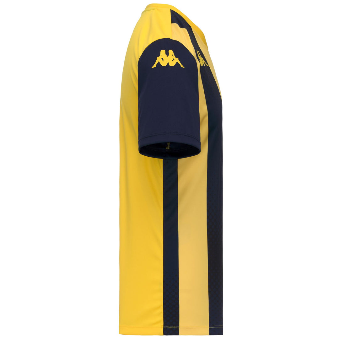 Maillot de football jaune pour homme, coupe ajustée, en tissu interlock main