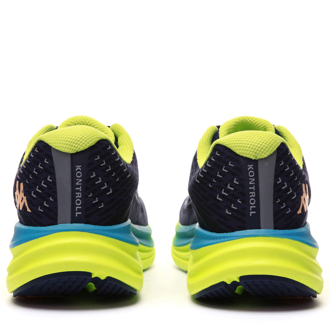 Chaussures de running techniques basses unisexes bleues avec semelle extérieure en caoutchouc main