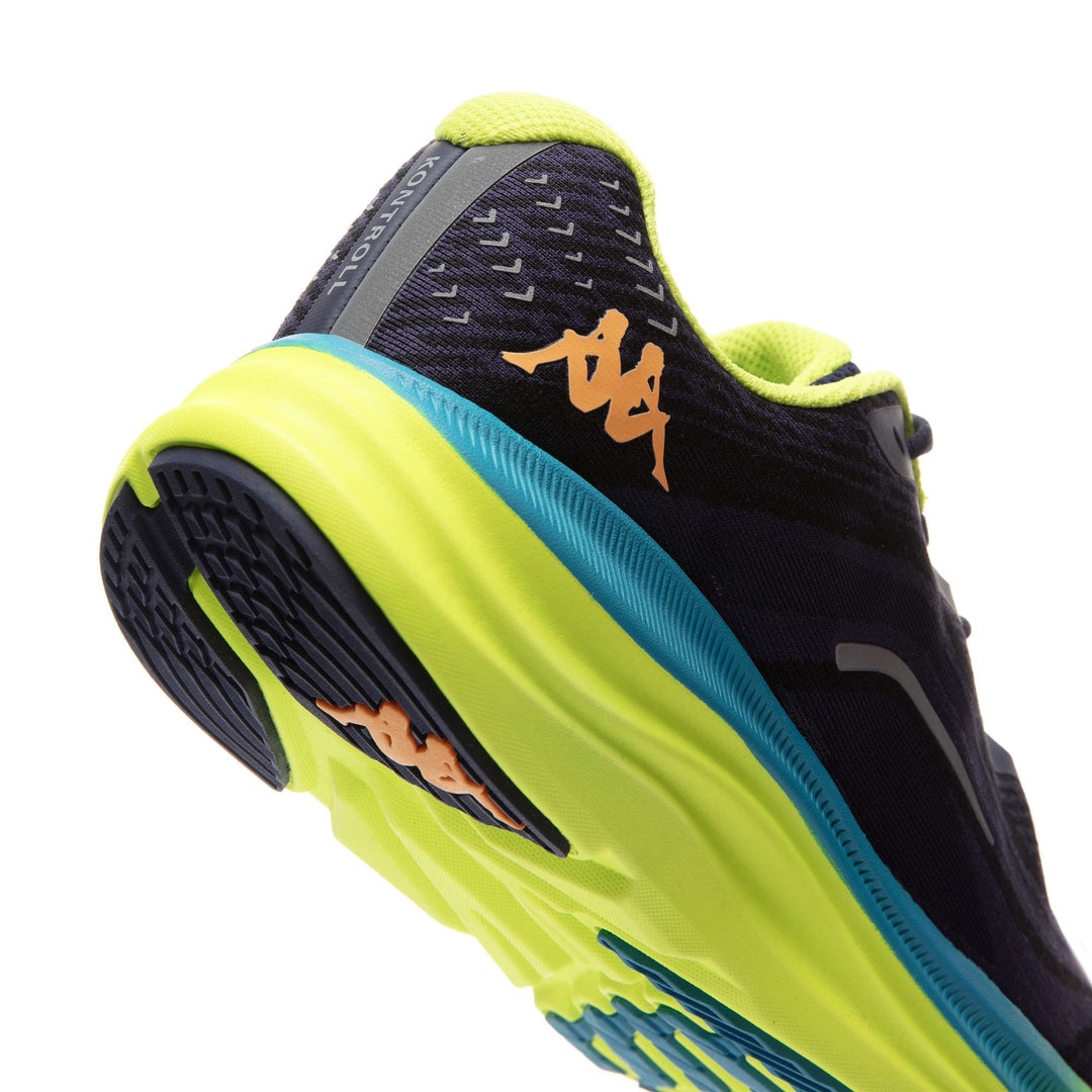 Chaussures de running techniques basses unisexes bleues avec semelle extérieure en caoutchouc main