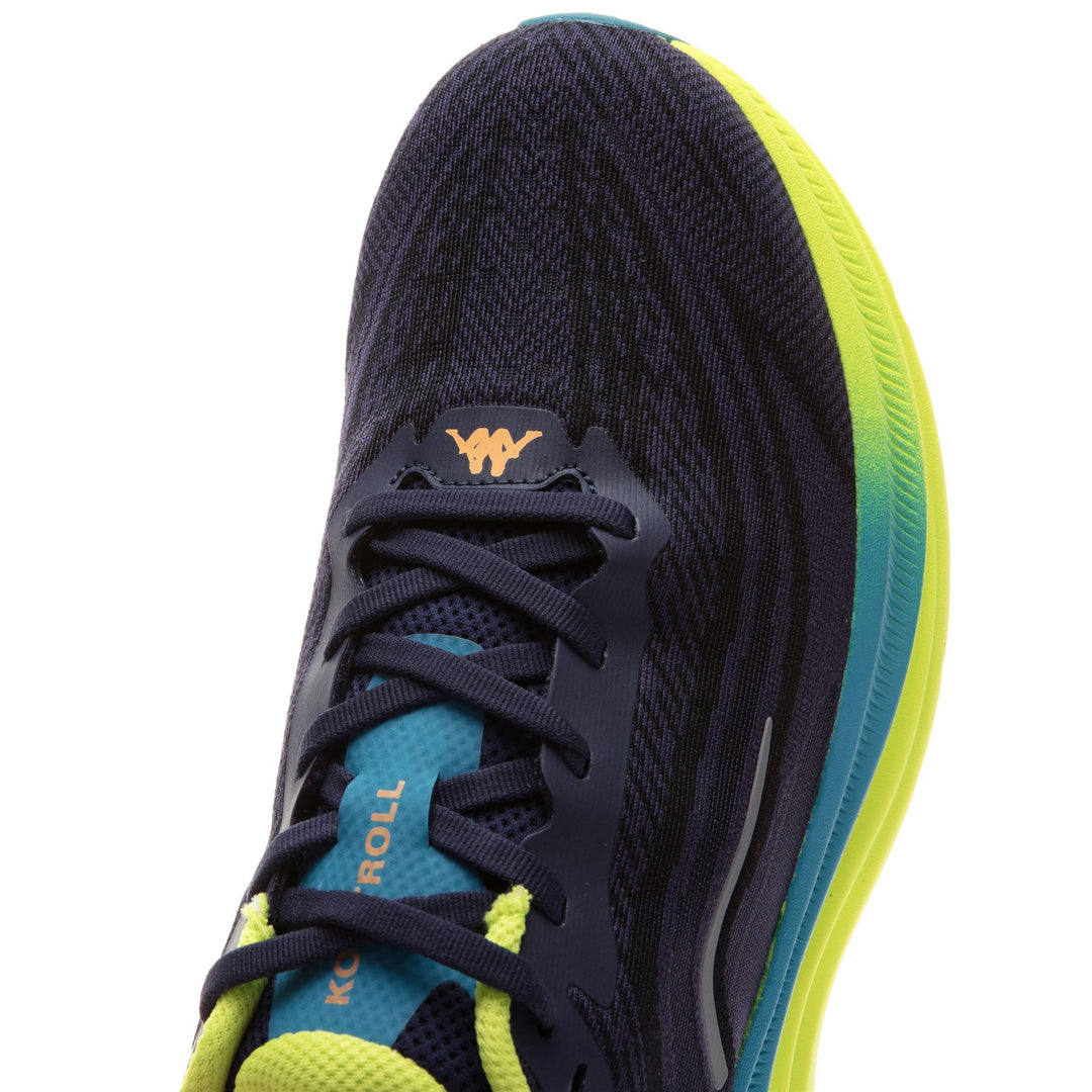 Chaussures de running techniques basses unisexes bleues avec semelle extérieure en caoutchouc main