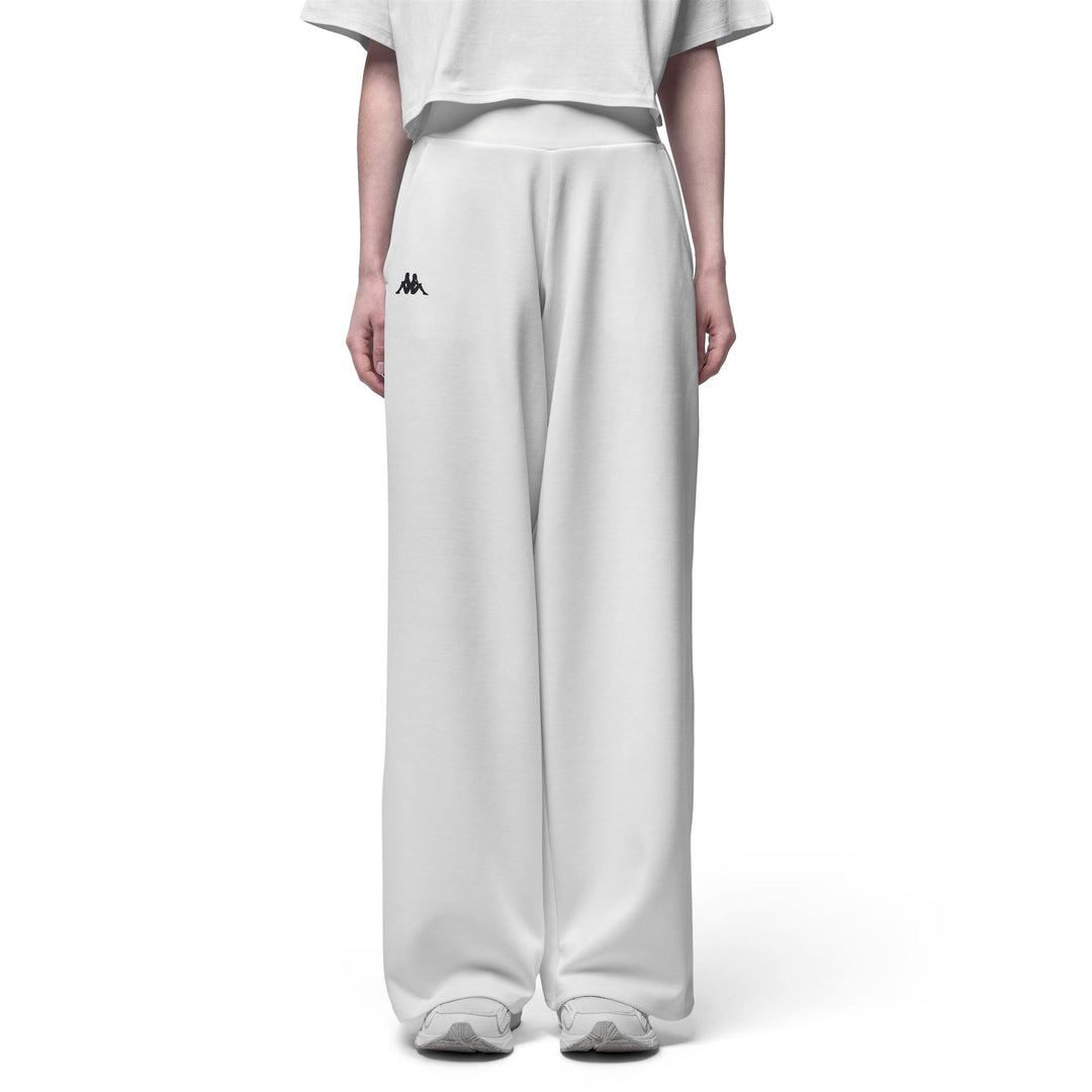 Pantaloni sportivi da donna bianchi a vestibilità regolare in tessuto interlock main