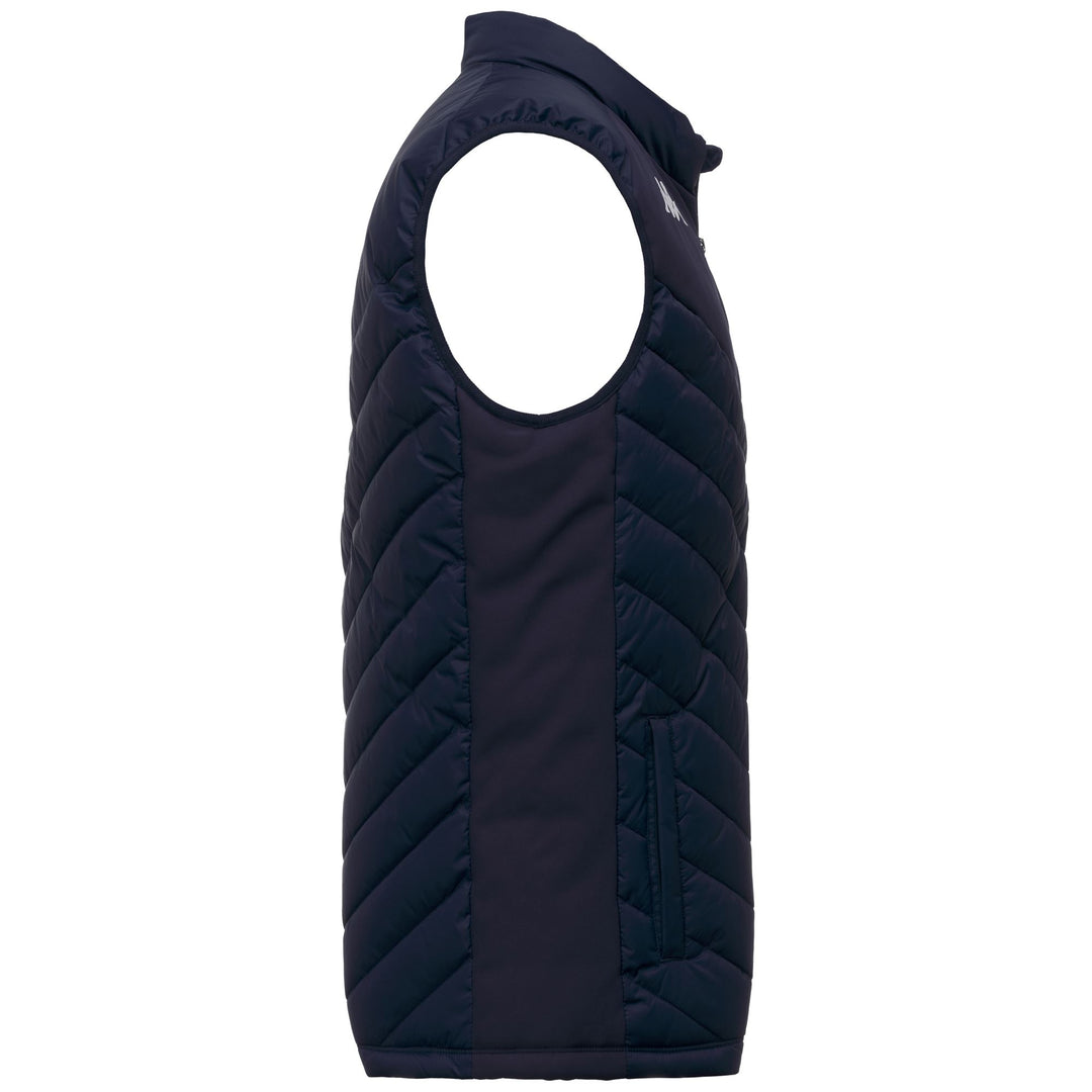 Gilet rembourré bleu pour homme, coupe ajustée, idéal pour l'entraînement main