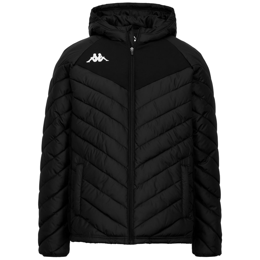 Black Men's Slim Fit Padded Hooded Jacket for Training 01