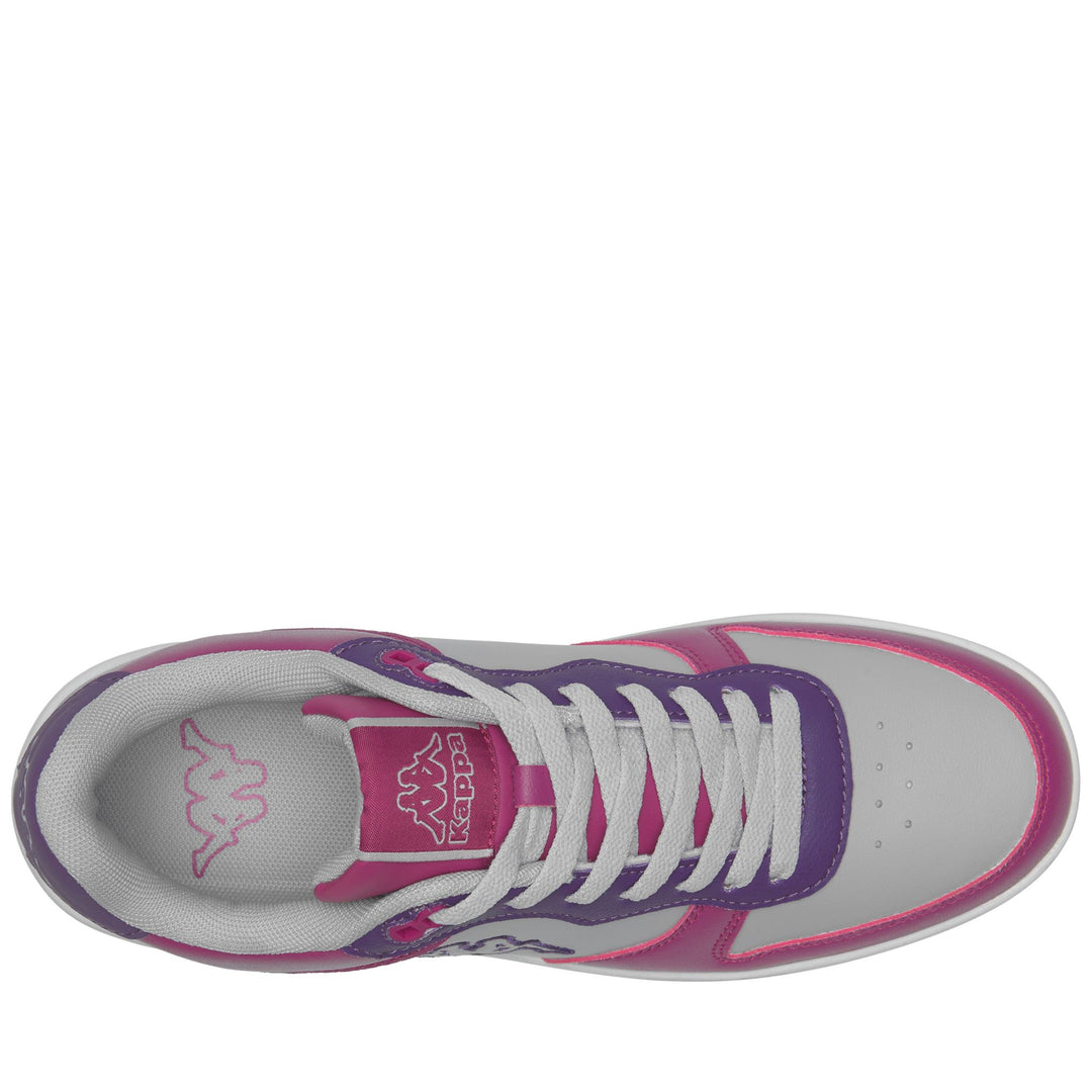 Grey and Fuchsia Unisex Low Cut Sneakers with Synthetic Upper main