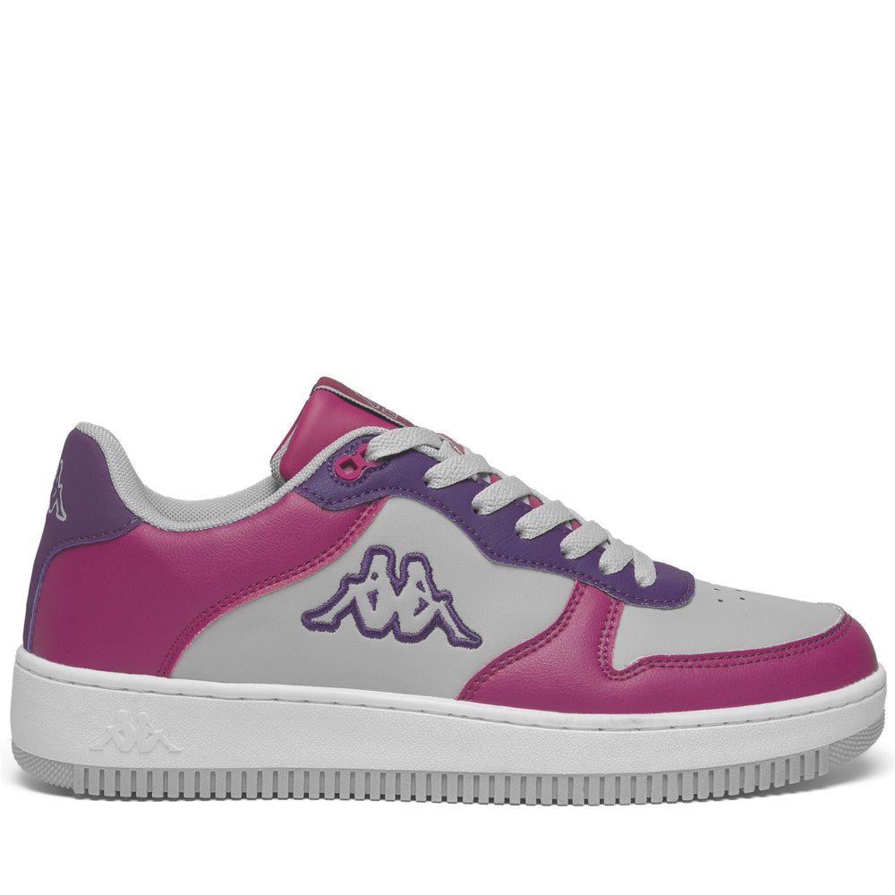 Grey and Fuchsia Unisex Low Cut Sneakers with Synthetic Upper 02