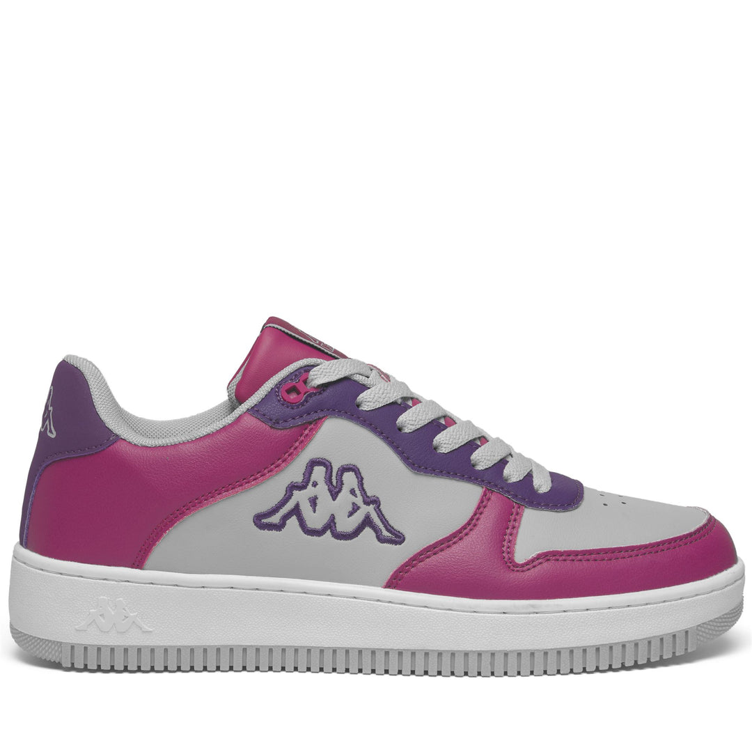 Grey and Fuchsia Unisex Low Cut Sneakers with Synthetic Upper main