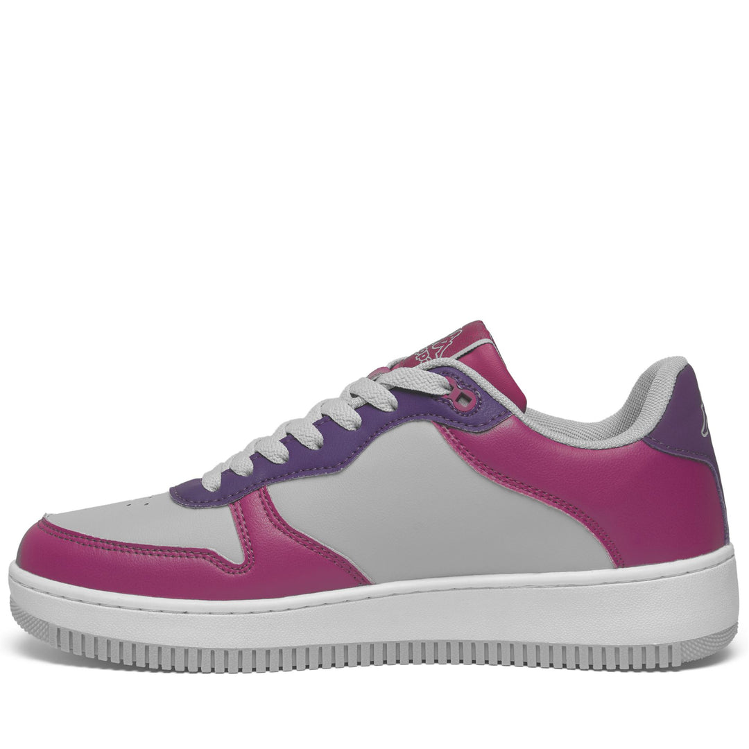 Grey and Fuchsia Unisex Low Cut Sneakers with Synthetic Upper main