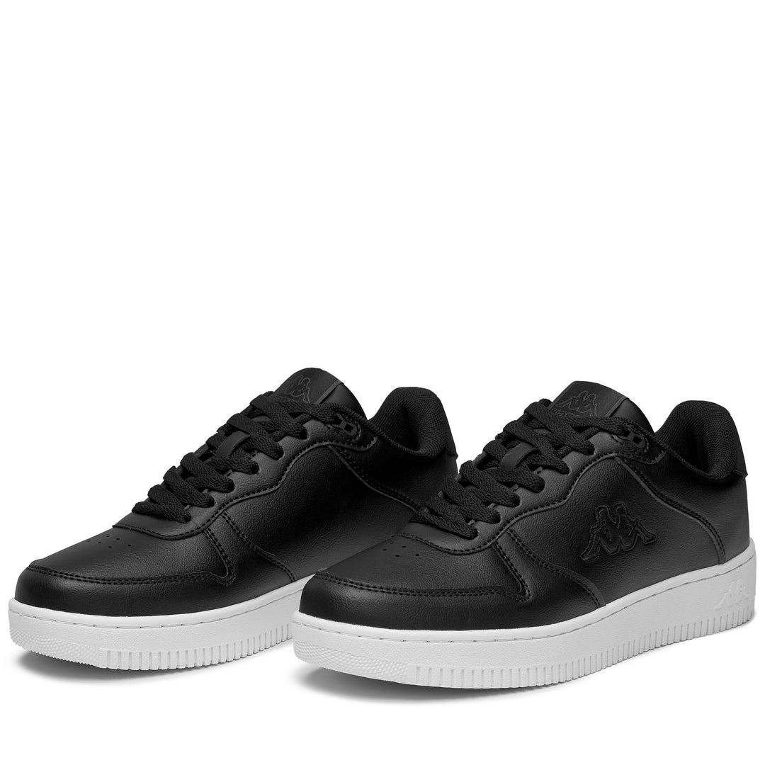 Zapatillas negras unisex de corte bajo con parte superior sintética. 01