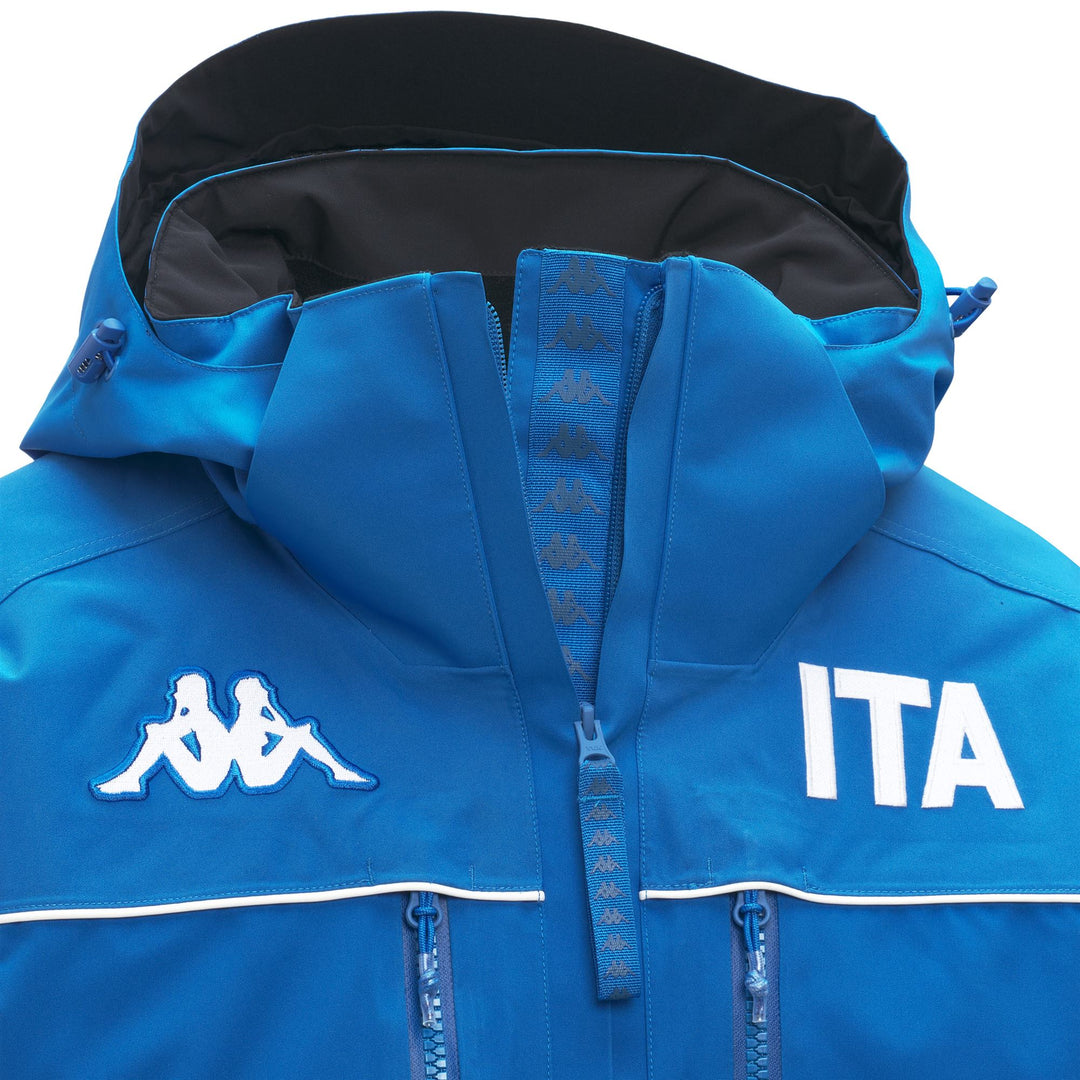 Veste de ski rembourrée bleue pour homme, coupe classique, avec protection imperméable main