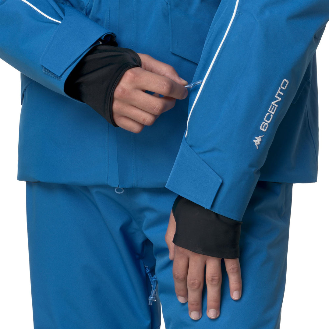 Veste de ski rembourrée bleue pour homme, coupe classique, avec protection imperméable main