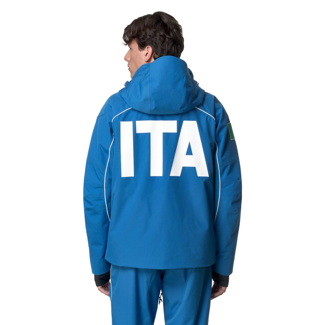 Veste de ski rembourrée bleue pour homme, coupe classique, avec protection imperméable main