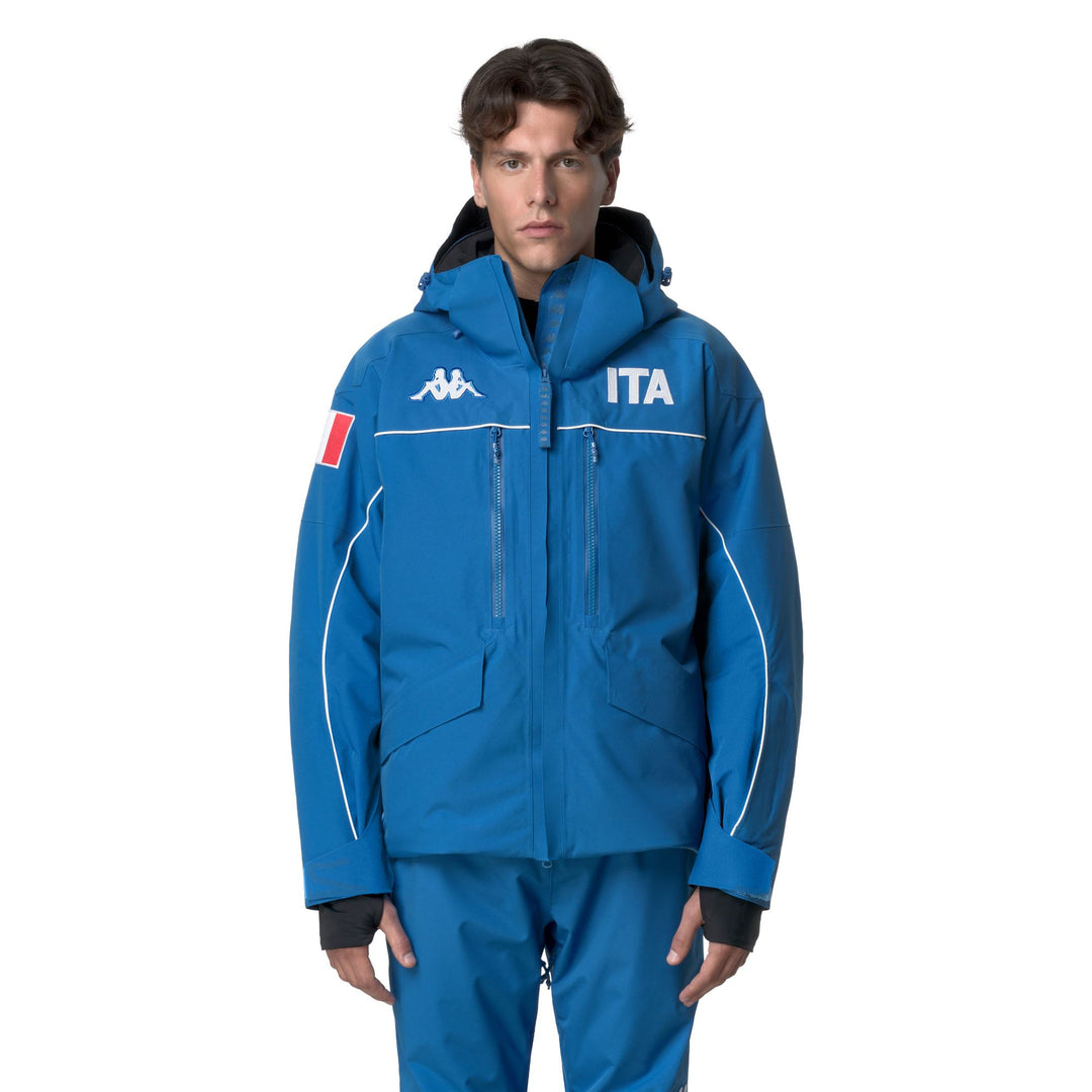 Men's Regular Fit Blue Padded Ski Jacket with Water Protection 01