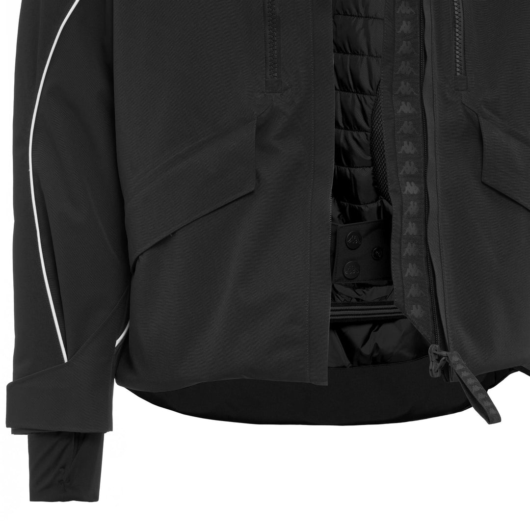 Veste de ski rembourrée noire pour homme, coupe classique, avec protection imperméable main