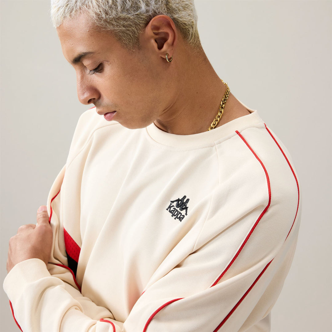 Beige Men's Comfort Fit Sportswear Jumper with Mesh Inserts 01