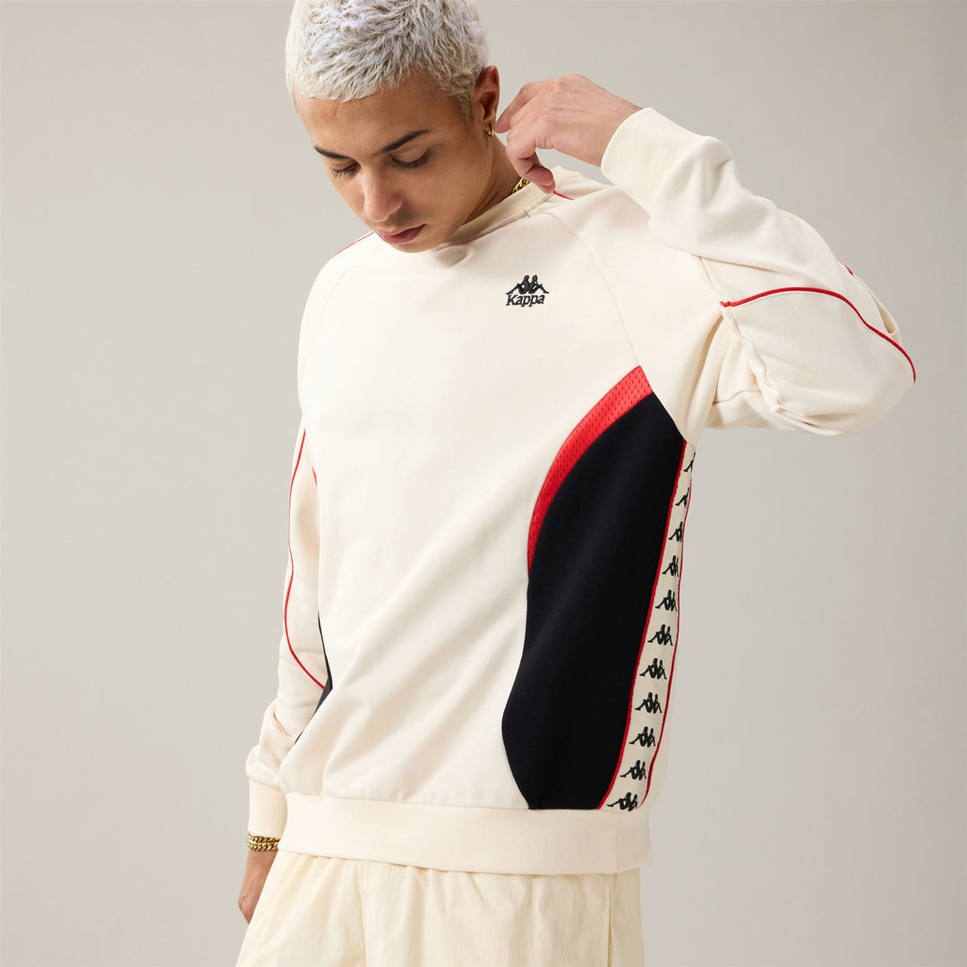 Beige Men's Comfort Fit Sportswear Jumper with Mesh Inserts main