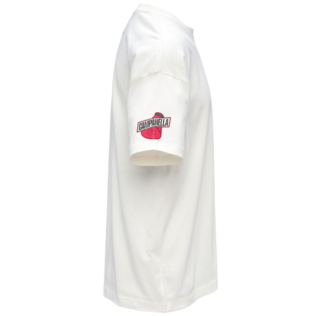 Camiseta blanca para hombre con gráficos estampados y parches  main