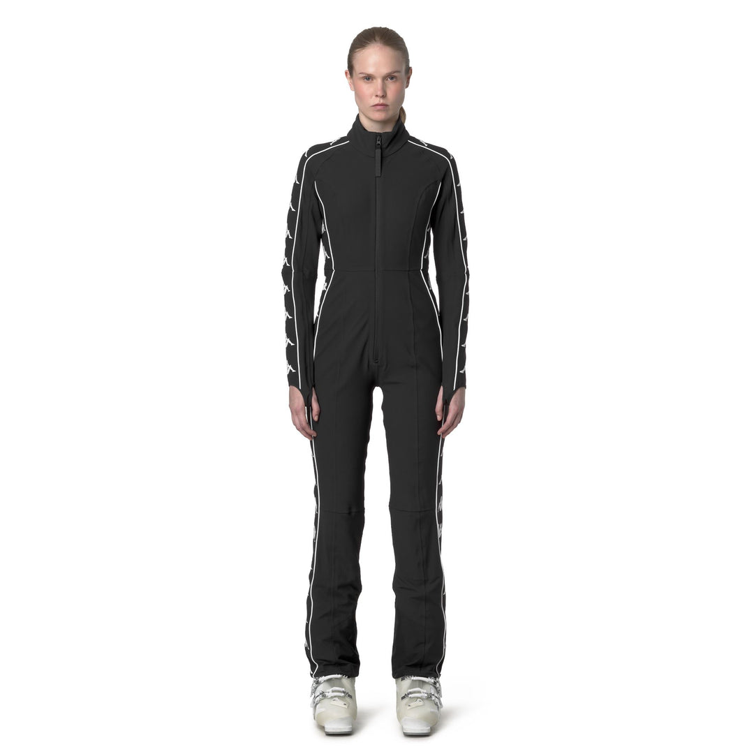 Survêtement de ski noir pour femme, coupe ajustée et tissu extensible 01
