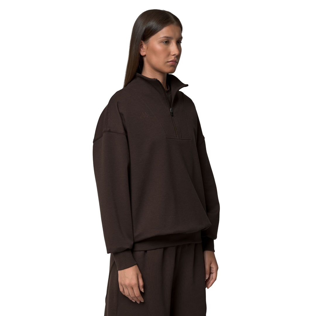 Brown Women's Oversized Half-Zip Fleece Jumper main