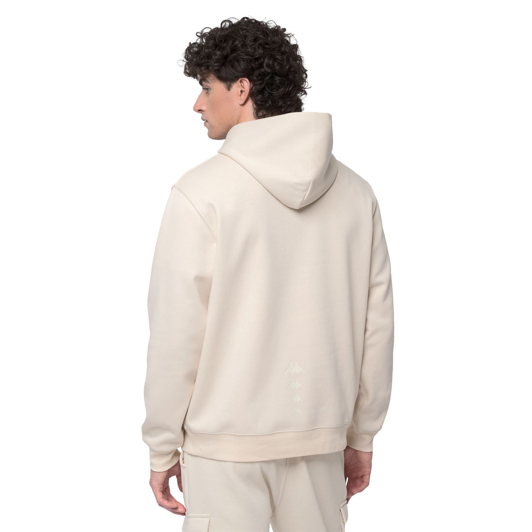 Sudadera con capucha de felpa beige para hombre, corte regular, estilo casual. main
