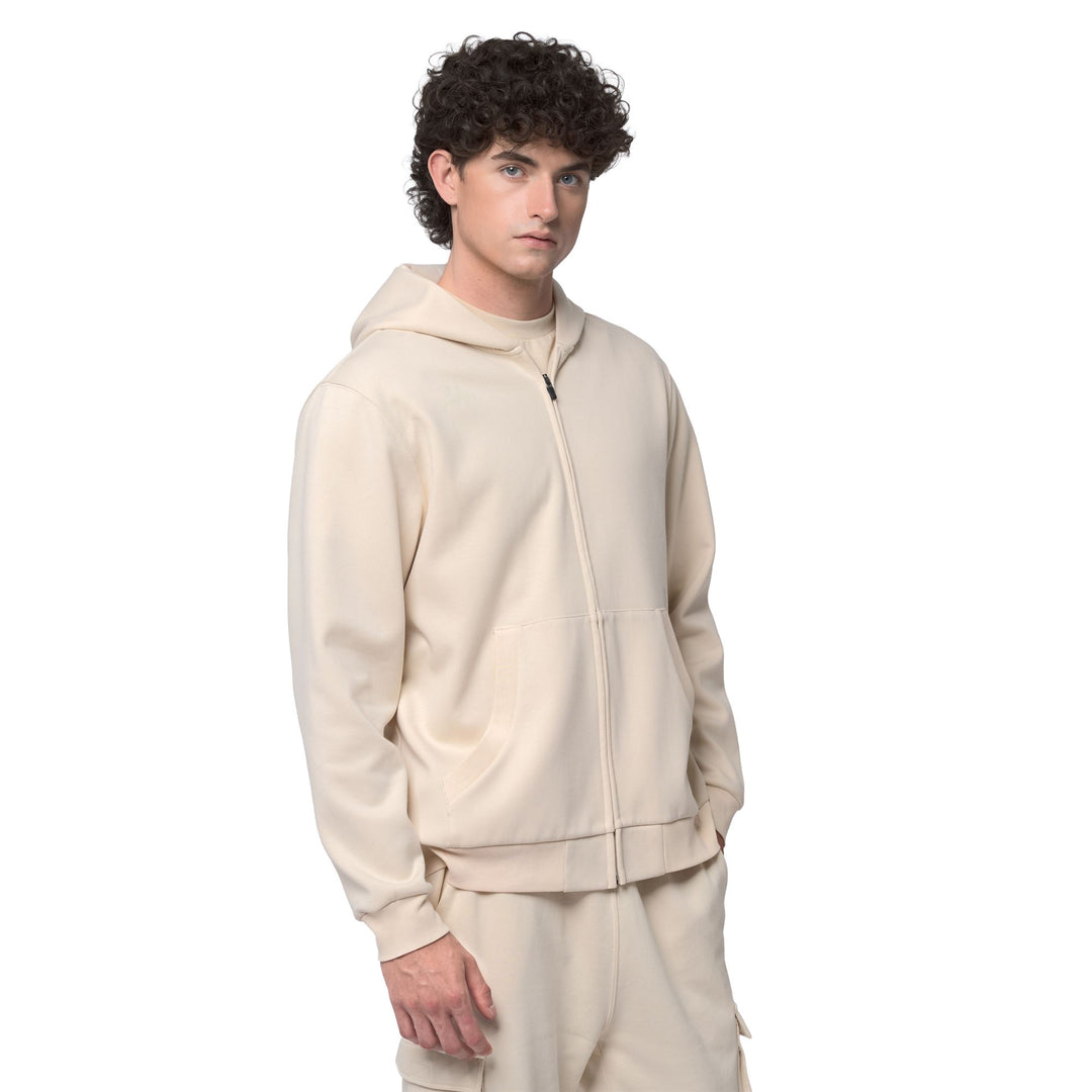 Beige Men's Functional Full Zip Fleece Hoodie main