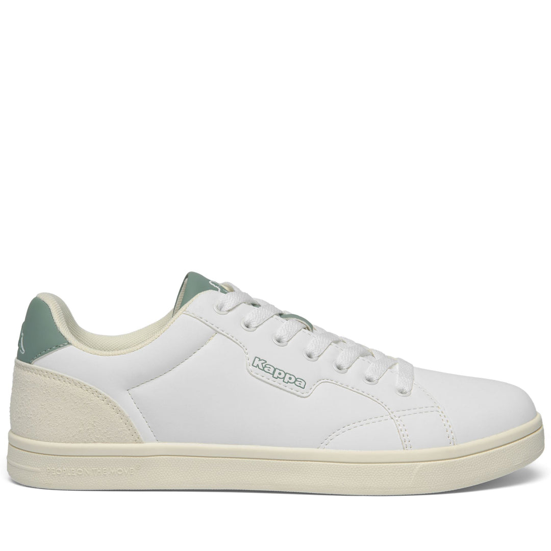White and Green Unisex Low Cut Sneakers with Synthetic Upper main