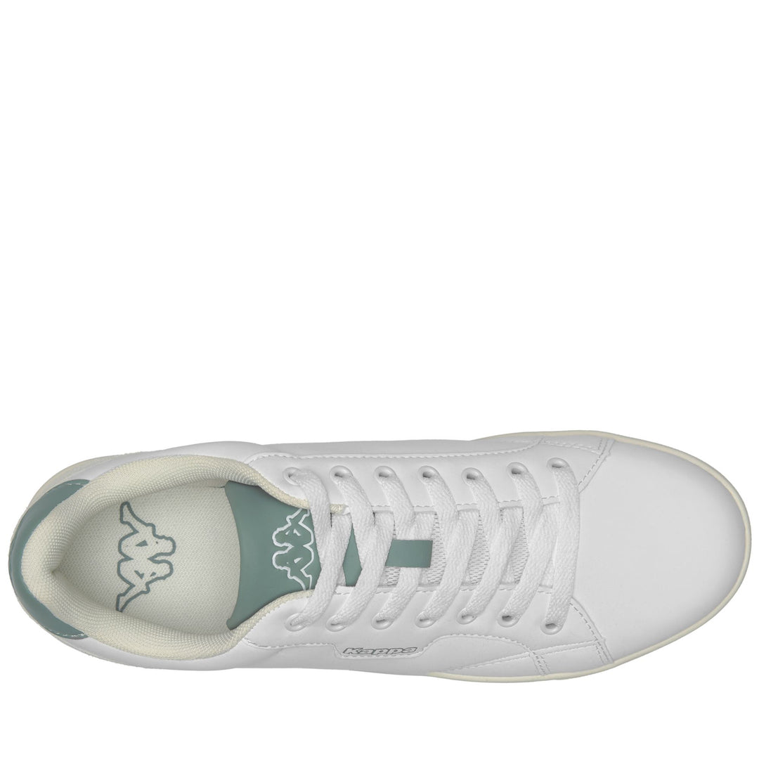 White and Green Unisex Low Cut Sneakers with Synthetic Upper main