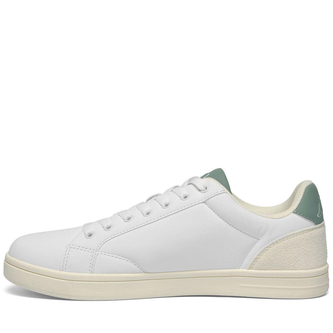 White and Green Unisex Low Cut Sneakers with Synthetic Upper main