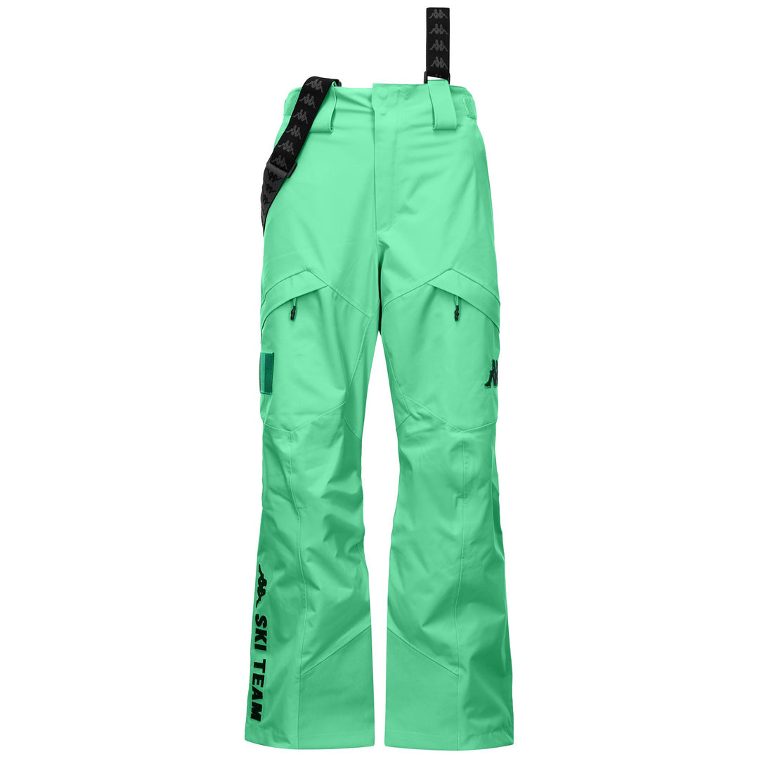 Green unisex waterproof padded sport trousers with adjustable waist main