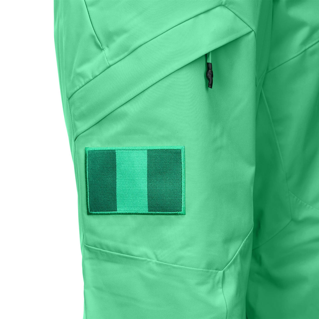 Pantalon de ski unisexe vert avec protection imperméable et isolation main