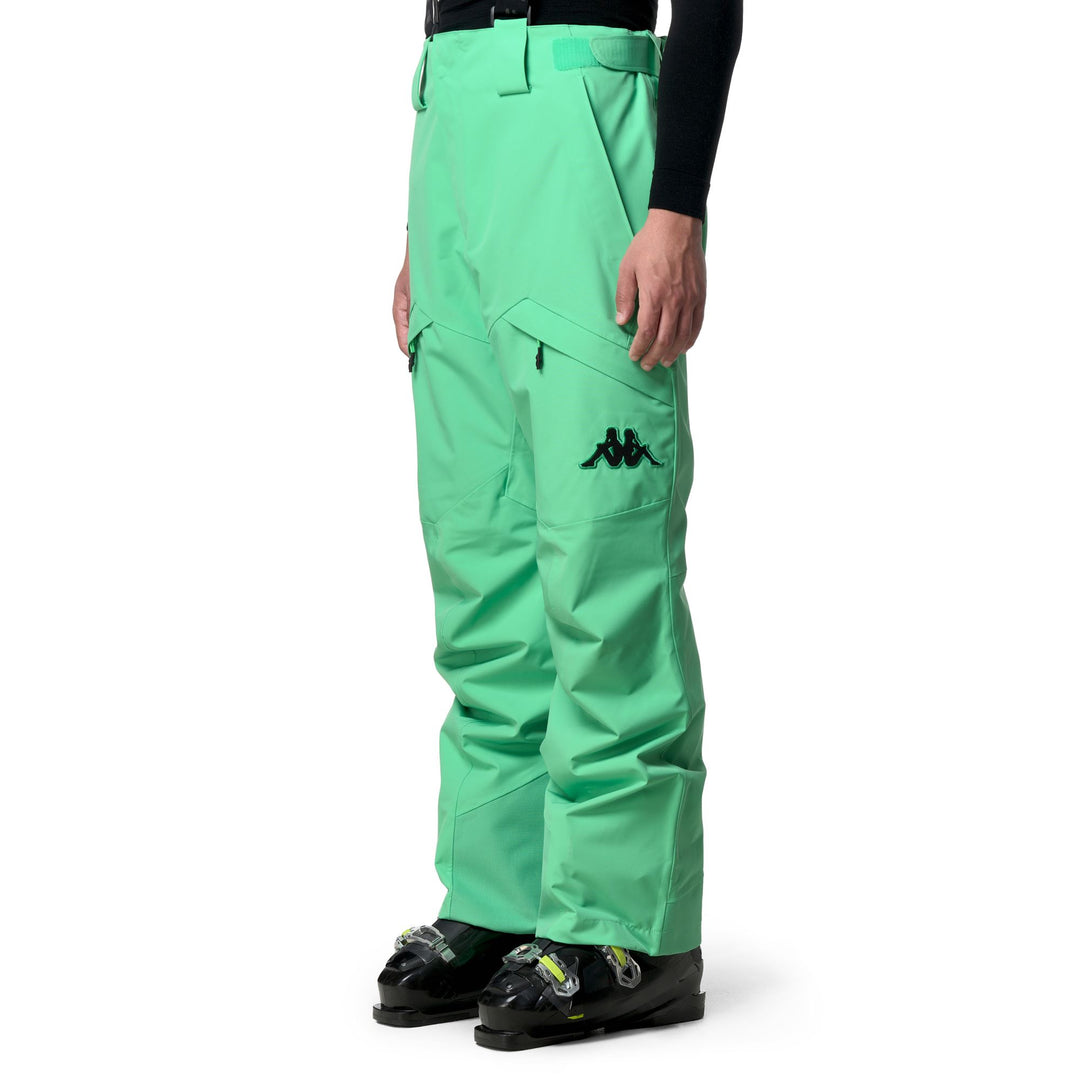 Green unisex waterproof padded sport trousers with adjustable waist main