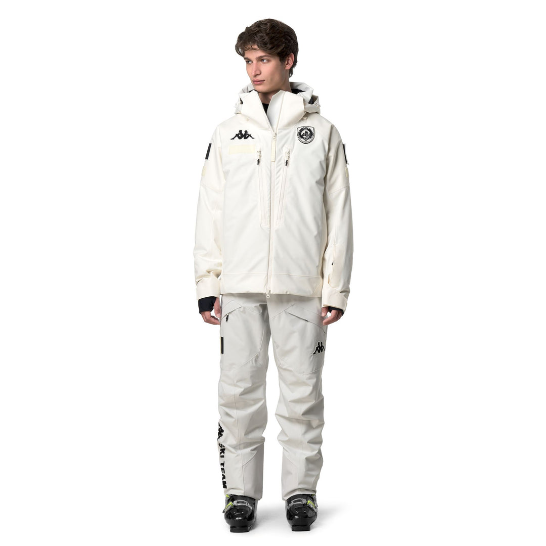 White unisex waterproof padded sport trousers 01