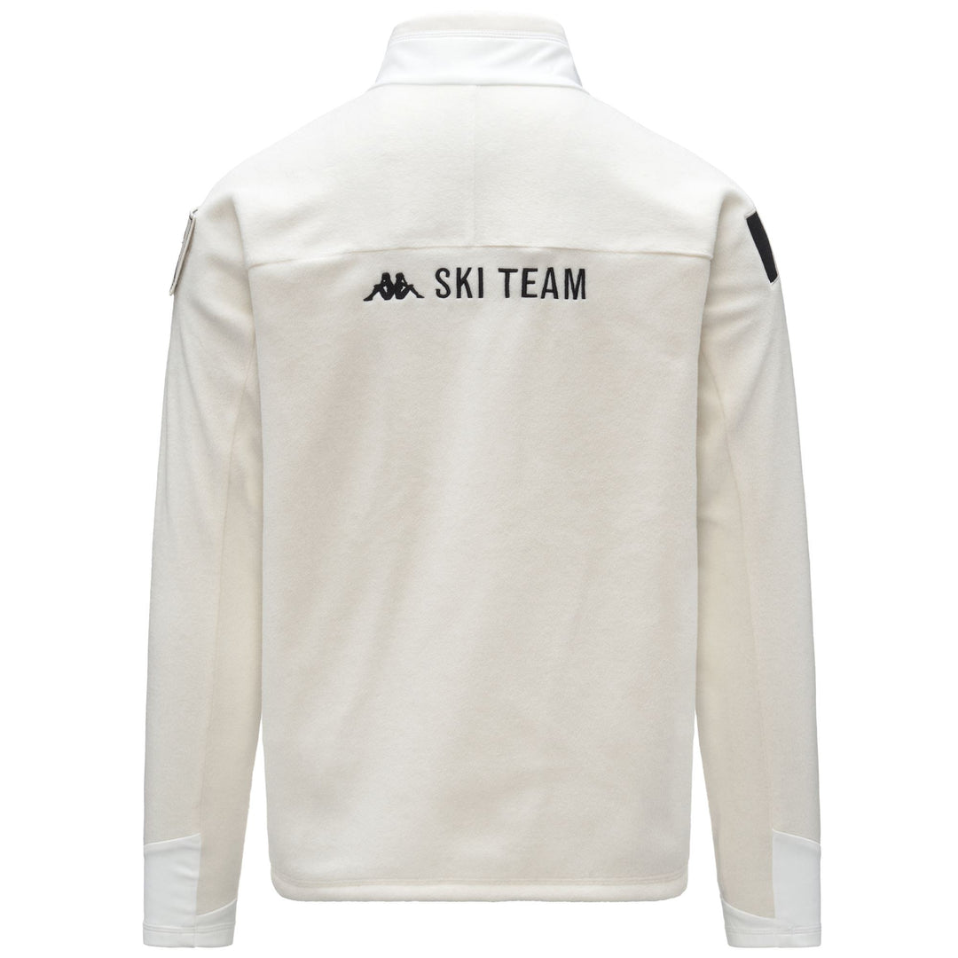 White unisex fleece jacket with stretch and zip pockets main