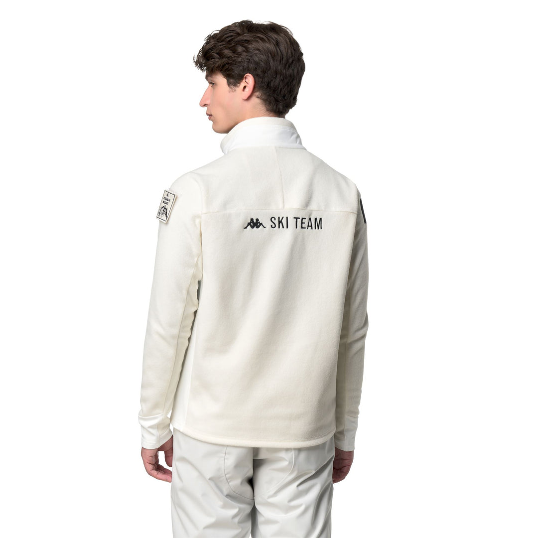 White unisex fleece jacket with stretch and zip pockets main
